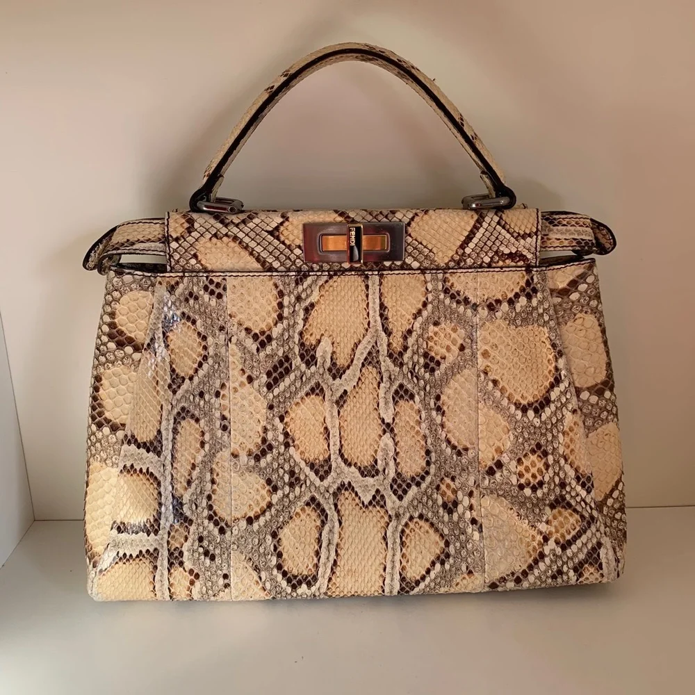 Fendi python peekaboo handle bag crossbody